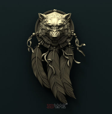 WOLF DREAM CATCHER 3D STL 3DWave